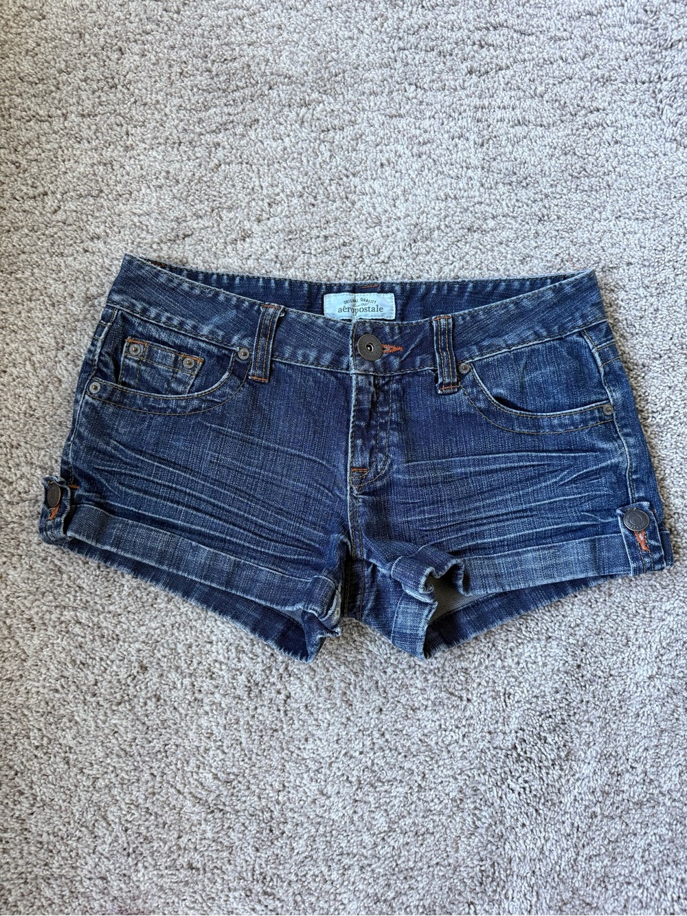 Aeropostale Indigo Blue Denim Cuffed Women's Short Shorts